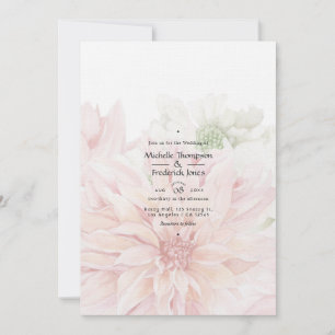 Invitación de boda floral de dalias rosadas