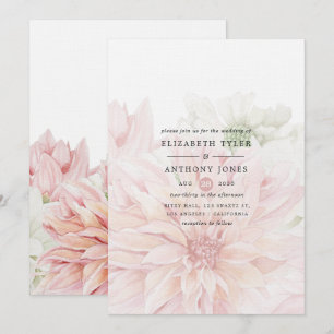 Invitación de boda floral de dalias rosadas