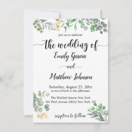 Invitación de Boda Floral de Eucalipto Simple Gree