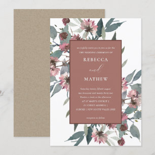 INVITACIÓN DE BODA FLORAL DE EUCALIPTUS RUSTIC RUS