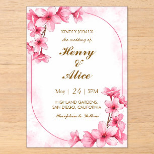 Invitación de boda floral de flor de cerezo
