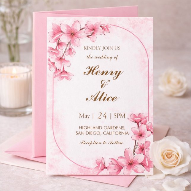Invitación de boda floral de flor de cerezo (Subido por el creador)