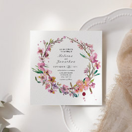 Invitación de boda floral de flor de cerezo rosa