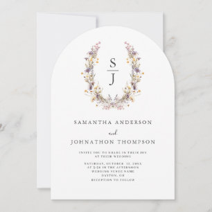 Invitación de boda floral de flor silvestre púrpur
