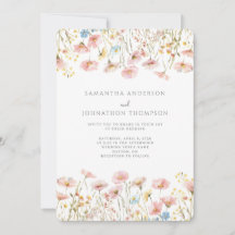 Invitación de boda floral de flor silvestre rosa r
