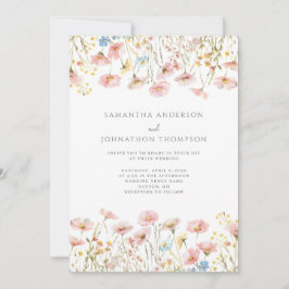 Invitación de boda floral de flor silvestre rosa r
