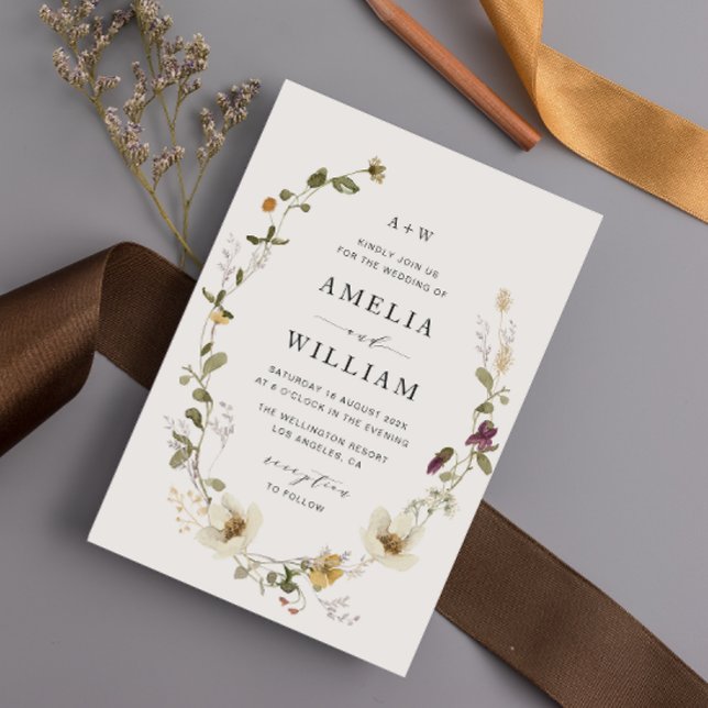 invitación de boda floral de flor silvestre rústic (Subido por el creador)