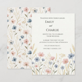 Invitación de boda floral de flores silvestres 