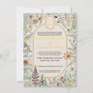 Invitación de boda floral de flores silvestres vin