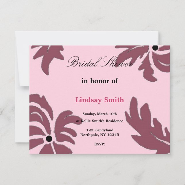 Invitación de boda floral de frambuesa elegante (Anverso)