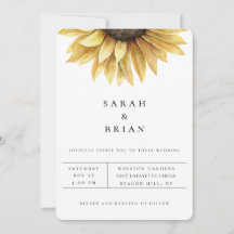 Invitación de boda floral de girasol rústico
