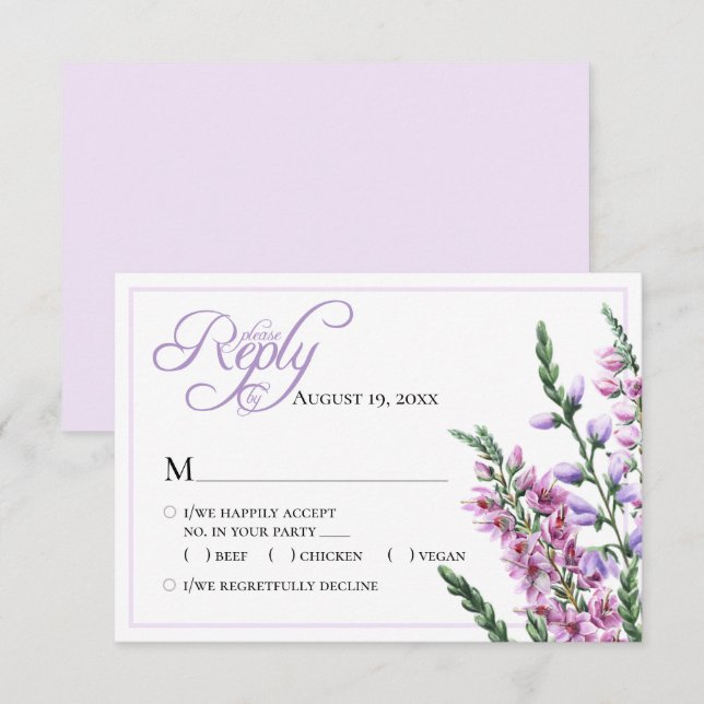 Invitación de boda floral de Heather acuarela RSVP (Anverso / Reverso)