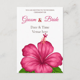 Invitación de boda floral de hibisco rosa vibrante