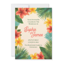Invitación de boda floral de hibisco tropical