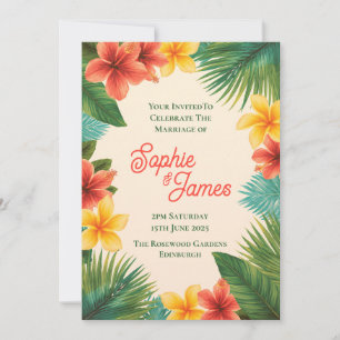 Invitación de boda floral de hibisco tropical