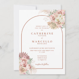 Invitación de Boda Floral de Hierba de Pampas con