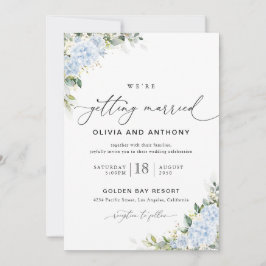 Invitación de boda floral de Hortensia Azul