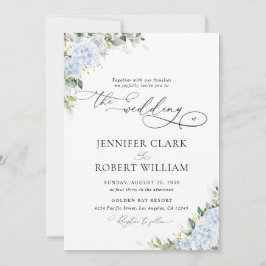 Invitación de boda floral de Hortensia Azul
