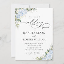 Invitación de boda floral de Hortensia Azul