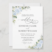 Invitación de boda floral de Hortensia Azul