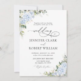 Invitación de boda floral de Hortensia Azul