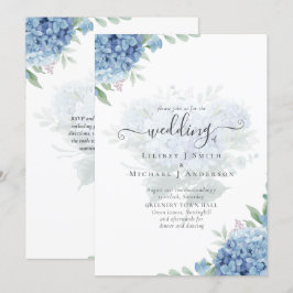 Invitación de Boda Floral de Hortensia Azul Modern