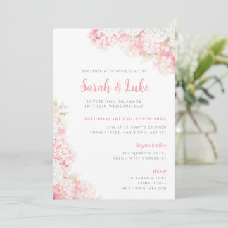 Invitación de boda floral de Hortensia Rosa