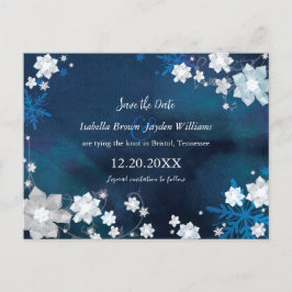 Invitación de Boda Floral de Invierno Azul Marino