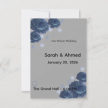 Invitación de boda floral de invierno elegante azu