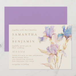 Invitación de boda floral de iris elegante