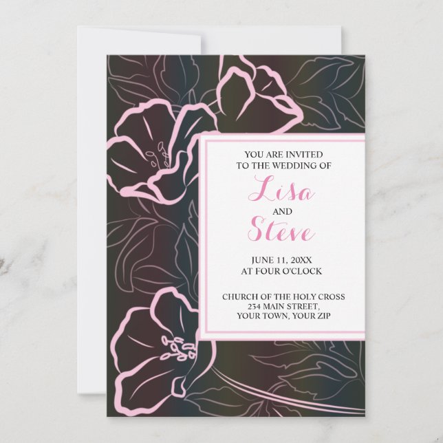 invitación de boda floral de isla tropical (Anverso)
