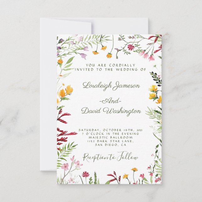 Invitación de boda floral de jardín (Anverso)