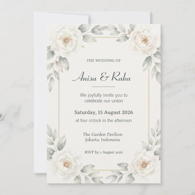 Invitación de boda floral de jardín botánico (Anverso)