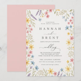 Invitación de boda floral de jardín colorido