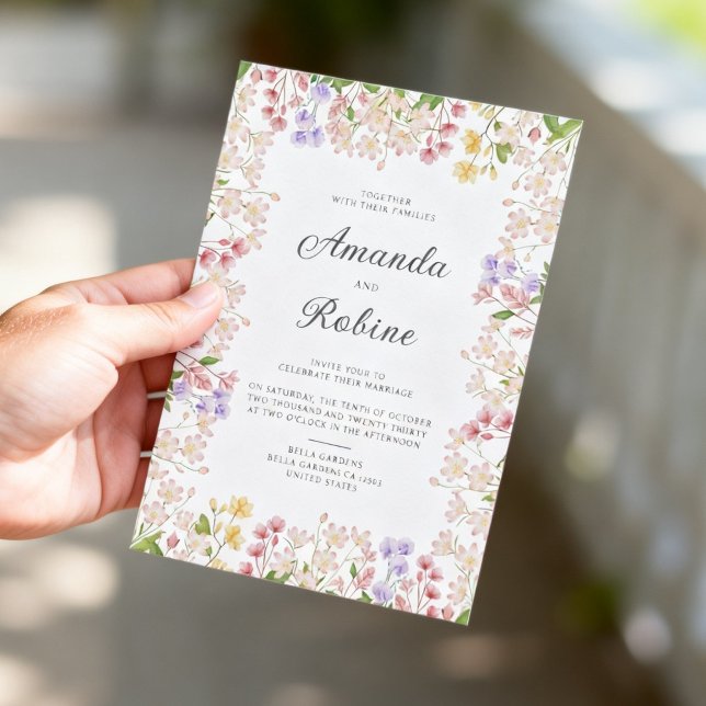 Invitación de boda floral de jardín de primavera (Subido por el creador)