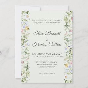 Invitación de boda floral de jardín inglés suave