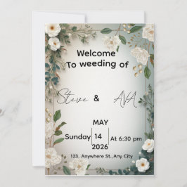Invitación de boda floral de jazmín blanco elegant