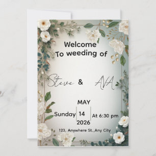 Invitación de boda floral de jazmín blanco elegant