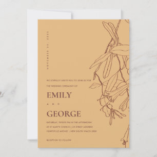 INVITACIÓN DE BODA FLORAL DE LA LÍNEA AMARILLA OCR