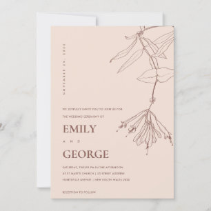 INVITACIÓN DE BODA FLORAL DE LA LÍNEA DE RUBOR DUS