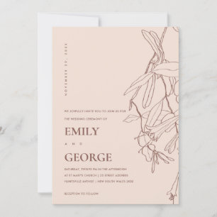 INVITACIÓN DE BODA FLORAL DE LA LÍNEA DE RUBOR DUS