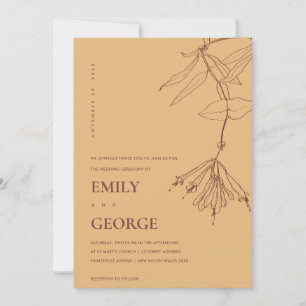 INVITACIÓN DE BODA FLORAL DE LA LÍNEA OCRE AMARILL