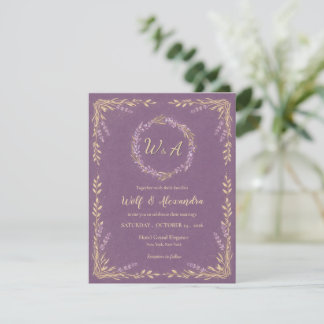 Invitación de boda floral de lavanda
