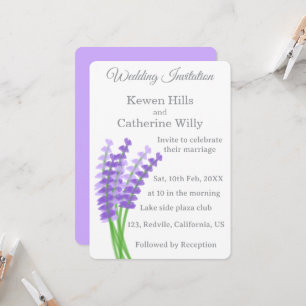 Invitación de boda floral de lavanda