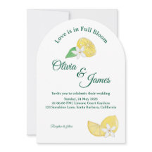 Invitación de boda floral de limón cítrico con arc