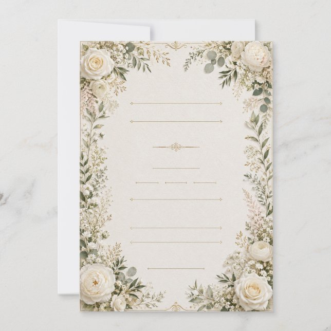 Invitación de boda floral de lujo (Anverso)
