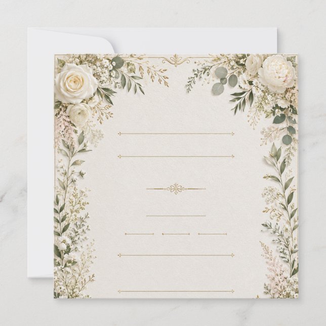Invitación de boda floral de lujo (Anverso)