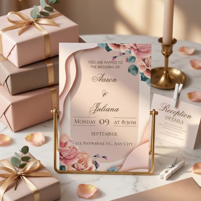 Invitación de boda floral de lujo (Subido por el creador)