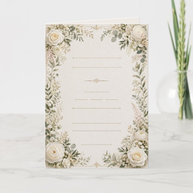 Invitación de boda floral de lujo (Anverso)