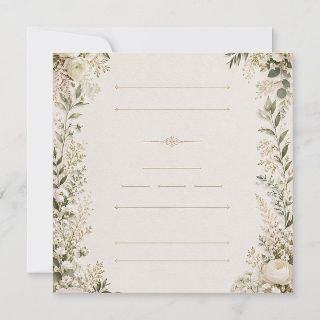 Invitación de boda floral de lujo (Anverso)